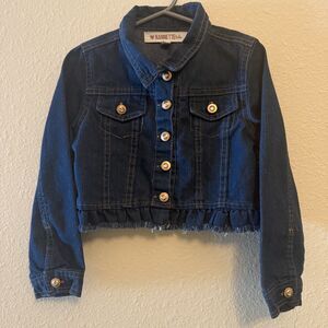 Nannette Kids Girls Blue Denim Cropped Jacket Size 6 Button Front Pockets Solid